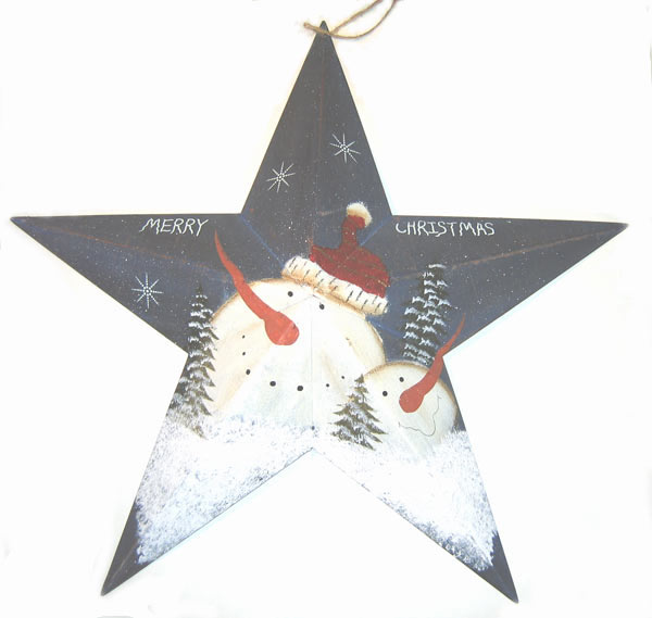 21" Tin Barn Star w/Snowman