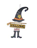 18" Wooden The Witch is Out Welcome Sign