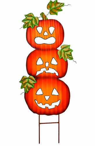 28" Metal Stacked Jack-O-Lantern Stake 