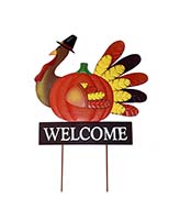 20" Metal Turkey/Pumpkin On Stake 