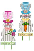 31.5" Metal Welcome Easter Bunny Stakes, 2 Assorted