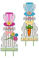 31.5" Metal Welcome Easter Bunny Metal Stake, 2 Assorted