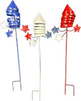 33" July 4th Americana Fireworks Stake, 3 Assorted