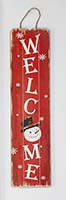 24" Wood Snowman Welcome Hanging Sign w/ Burlap String