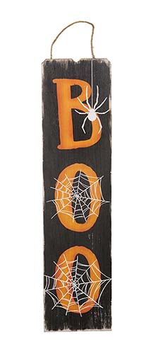 24" Wood Halloween Boo Hanging Sign w/ Burlap String