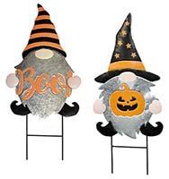 28" Metal Halloween Gnome Stake, 2 Asst