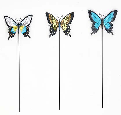 21" Metal Butterfly Garden Stake, 3 Asst