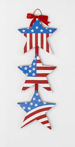 19" Hanging Wood Americana Stars 