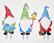 27" Metal Spring Gnome Garden Stake, 3 Asst 