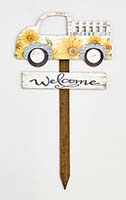 28" Wood Welcome Pick Up Truck Garden Stake