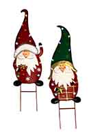 32" Metal Light Up Santa Yard Stakes, 2 Asst