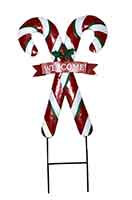 27" Metal Welcome Candy Cane Garden Stake