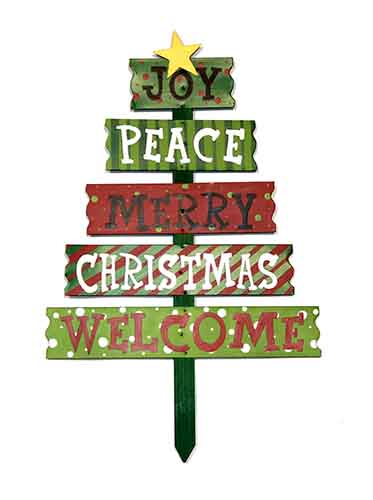 20" Christmas Tree & Sign Garden Stake