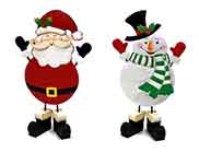 13" Santa & Snowman Metal Standing Figures, 2 Asst