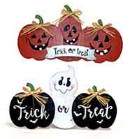9" X 16" Wood Pumpkin & Ghost Trick or Treat Halloween Signs, 2 Asst