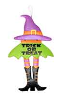26" Hanging Metal Halloween Trick or Treat Witch Sign