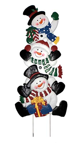 49" Metal Stacked Snowman Stake