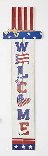 51" Wood Americana Welcome Porch Sign