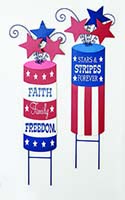 32" Metal Americana Firecracker Yard Stake w/ Stars, 2 Assorted