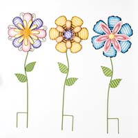 31" Metal Flower Yard Stake, 3 Assorted