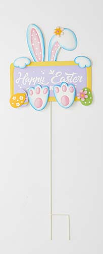 35" Metal Happy Easter Bunny Yard Stake