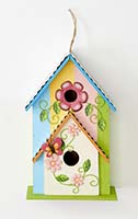12" Wood Hanging Decorated Hand Painted Birdhouse