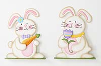 12" Metal Tabletop Easter Bunny Holding Flower and Carrot, 2 Assorted