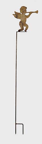 7" Iron Angel Blowing Horn on 31" Yard Stake