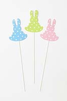 5" Easter Bunny on 12" Metal Pick, 3 Assorted