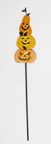 16" Iron Stacked Jack O Lantern Pick