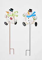 34" Metal Running Snowman with Snowflake, 2 Assorted 