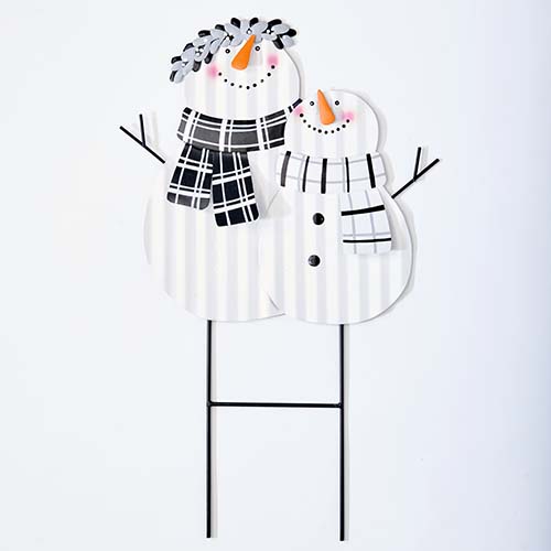 25" Metal  Family Snowmen Stake