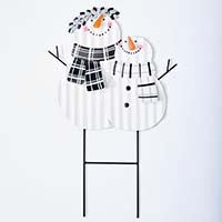 25" Metal  Family Snowmen Stake