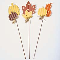 27" Metal Fall Floral Stake, 3 Assorted