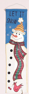 40" Canvas Banner w/ Button Snowman