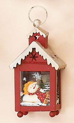 6" Hanging Metal Snowman Lantern