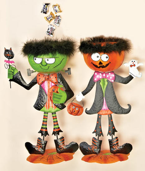 20" Standing Metal Halloween Container