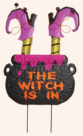 23" Metal Witch in Pot Stake