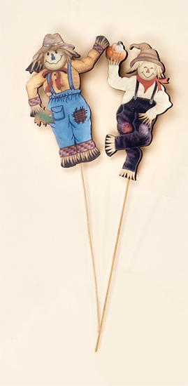 5" Wood Scarecrow on 6" Pick
