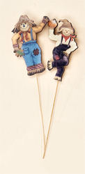 5" Wood Scarecrow on 6" Pick