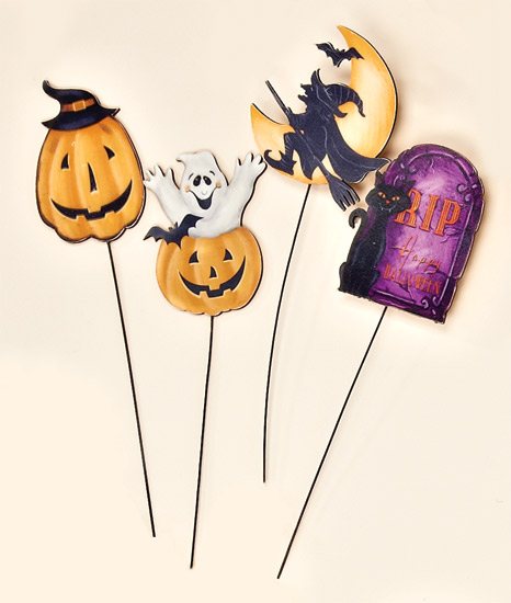 5" Wood Halloween Pick on 8" Stick
