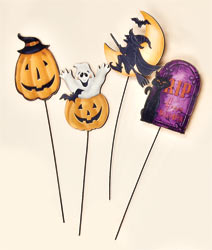 5" Wood Halloween Pick on 8" Stick