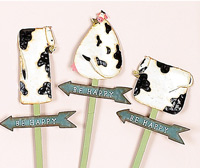 21" Whimsical Tin Cow w/Bell Stake