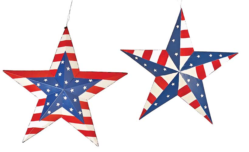 16" Tin American Flag Barn Star, 2 Asst