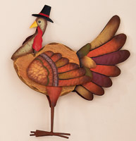 17.5" Standing Wood & Tin Turkey