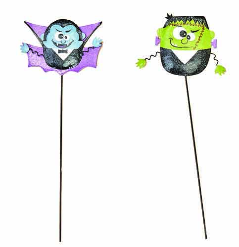 17" Dracula & Frankenstein Metal Halloween Pick