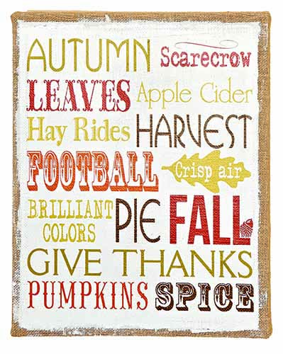 20" FALL THEME SIGN ON CANVAS