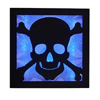 9" Blue Back Lighted Halloween Skull For Wall Hanging or Tabletop
