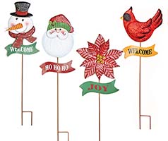 37" Metal Christmas Designs Stakes