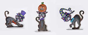 7"-14" Metal Halloween Black Cat